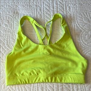 Neon Yellow Racer Back Sports Bra